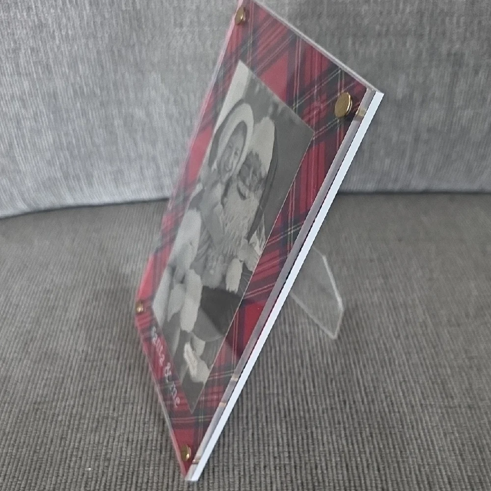 Mud Pie Festive Red Plaid Picture Frame, 'Santa & Me', New, 4×6 Photo